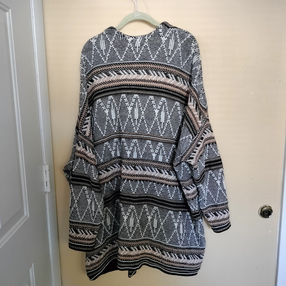 Old Navy Open Front cardigan sweater cream brown XXL southwestern Office Travel